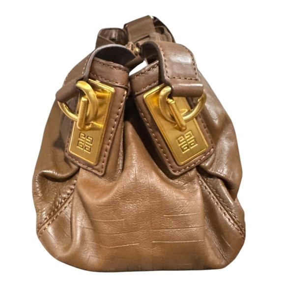 Auth Givenchy Brown Embossed Leather Small Shoulder Bag Hobo - Picture 6 of 16